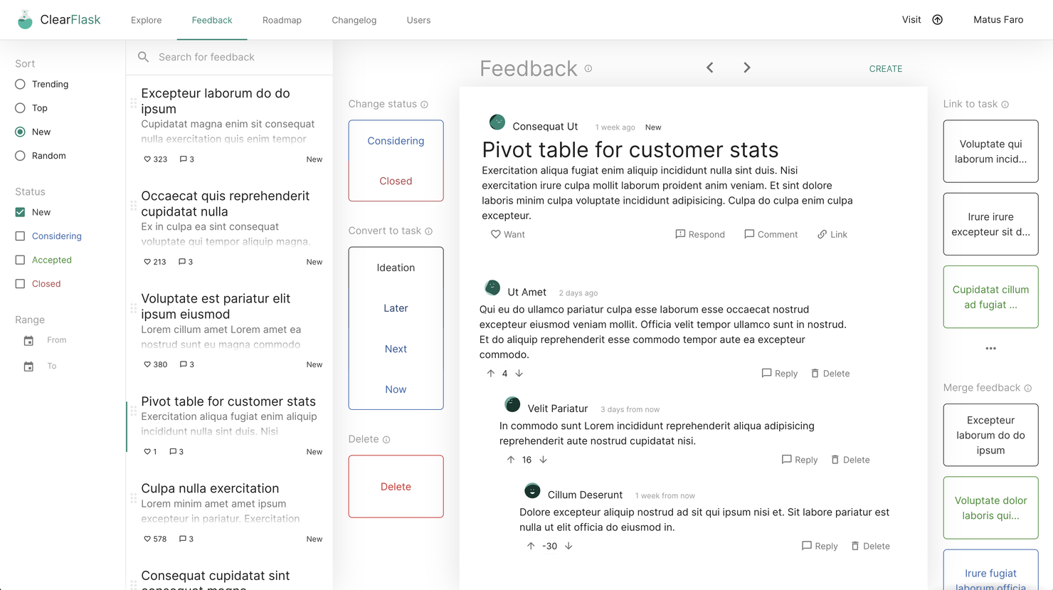 ClearFlask screenshot - 10 migliori soluzioni open source per la gestione delle idee nel 2026