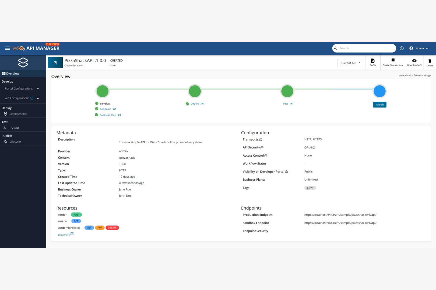 WSO2 API Manager screenshot - 10 migliori software gateway API selezionati per 2026