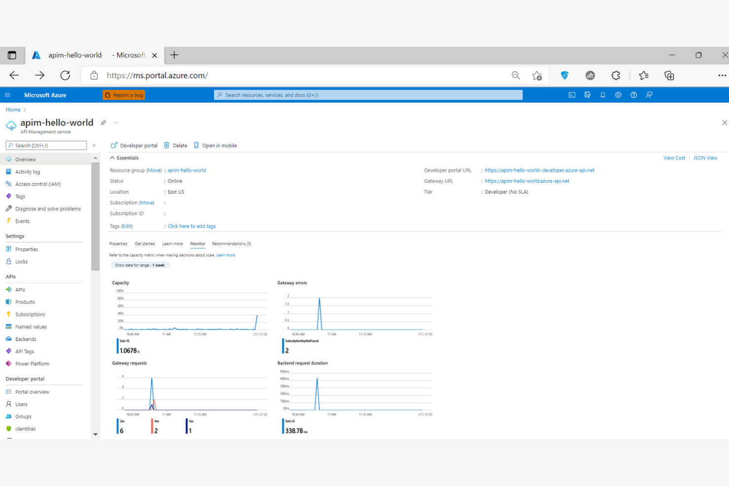 Microsoft Azure API Management screenshot - 10 migliori software gateway API selezionati per 2026