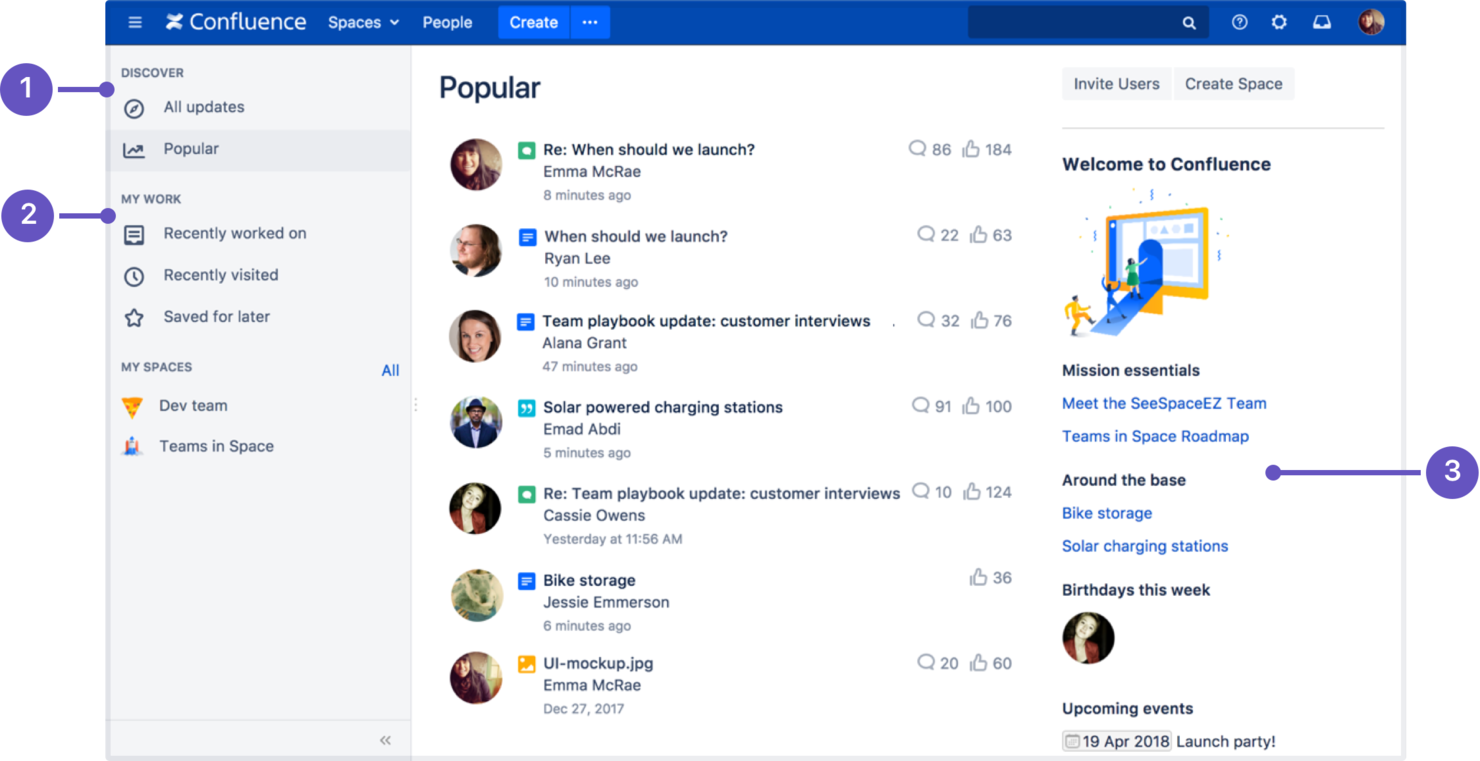 Confluence screenshot - 10 migliori alternative a Notion nel 2026