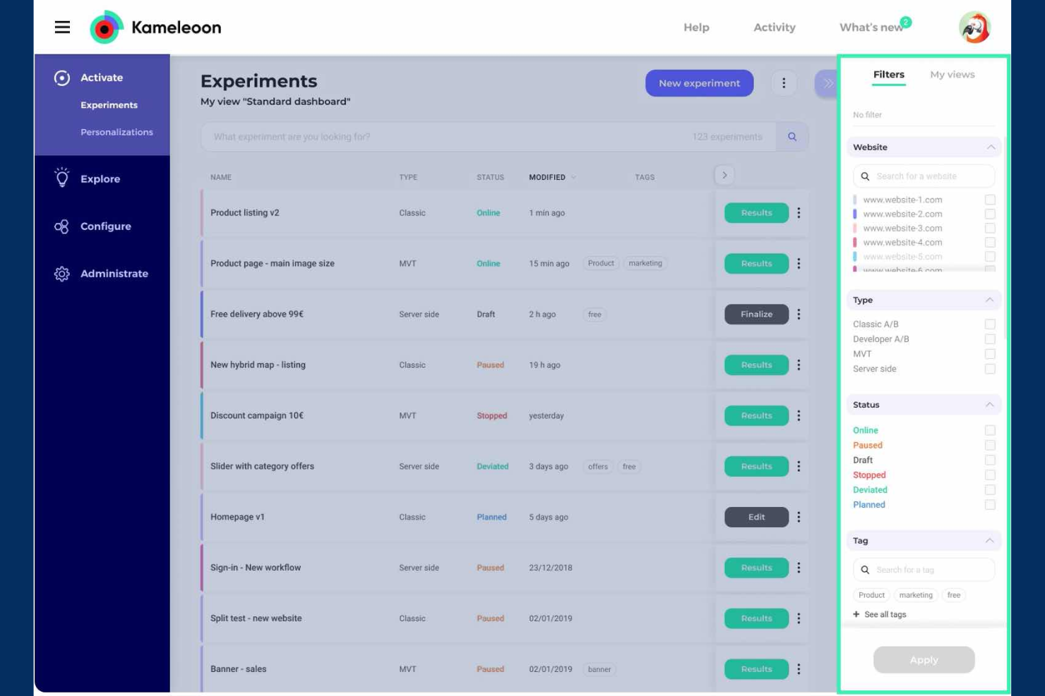 Kameleoon screenshot - 10 Migliori strumenti di test A/B con IA nel 2026