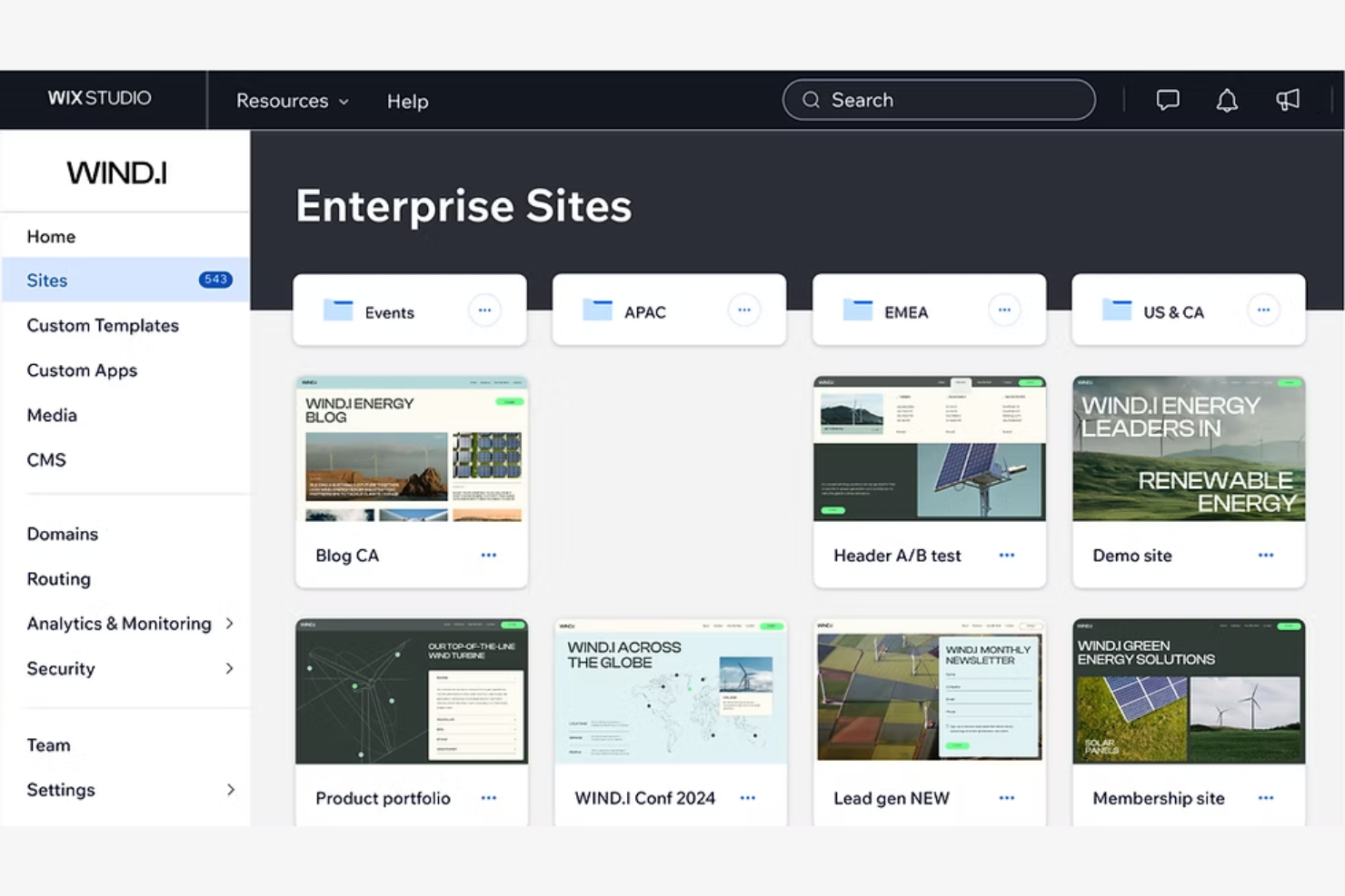 Wix Studio screenshot - 10 software di web design per Mac per il 2026