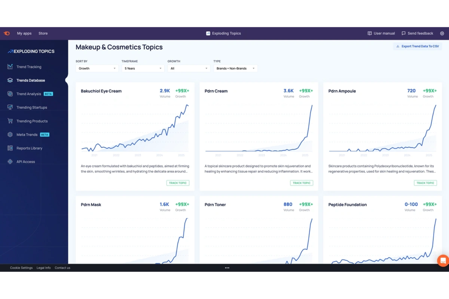 Exploding Topics screenshot - 10 migliori software di analisi automatizzata delle tendenze recensiti nel 2026