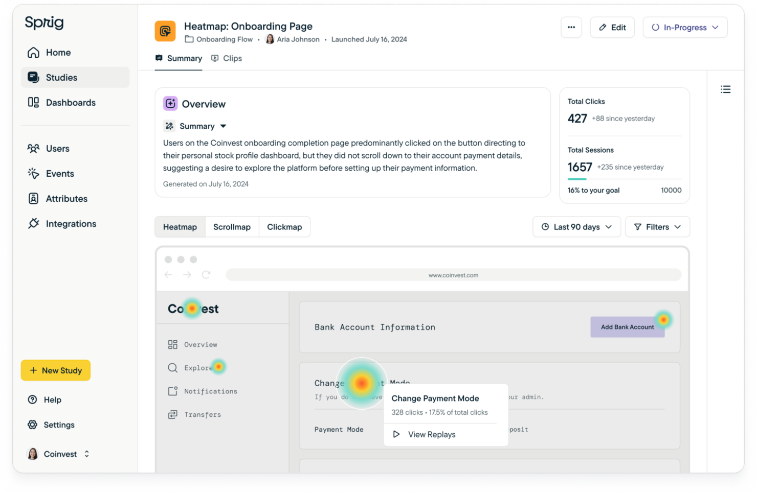 Sprig screenshot - 10 Migliori Soluzioni Software Heatmap Gratuite Recensite nel 2026