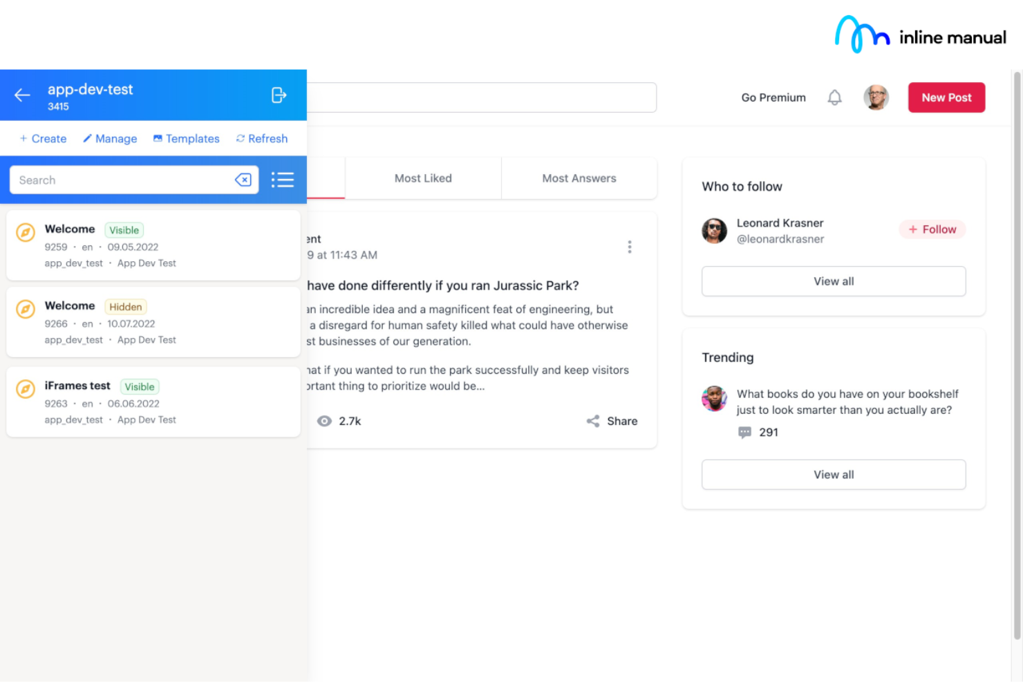 Inline Manual screenshot - 10 Migliori Piattaforme di Adozione Digitale Gratuite Recensite nel 2026