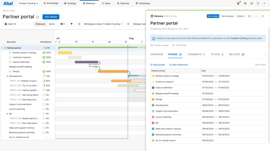 Aha! screenshot - 10 migliori piattaforme di roadmap di prodotto AI recensite nel 2026