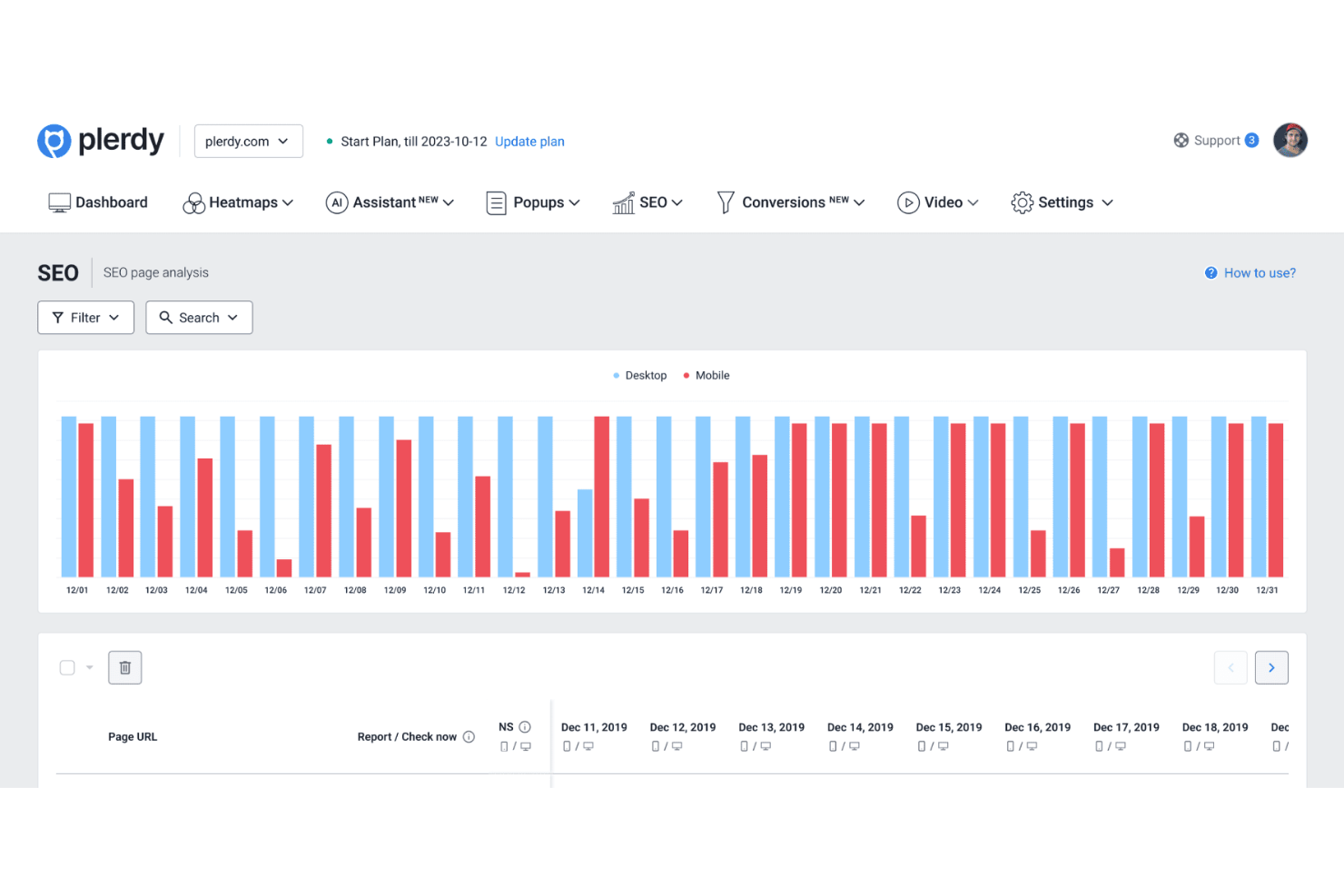 Plerdy screenshot - 10 migliori software gratuiti per la riproduzione delle sessioni recensiti nel 2026