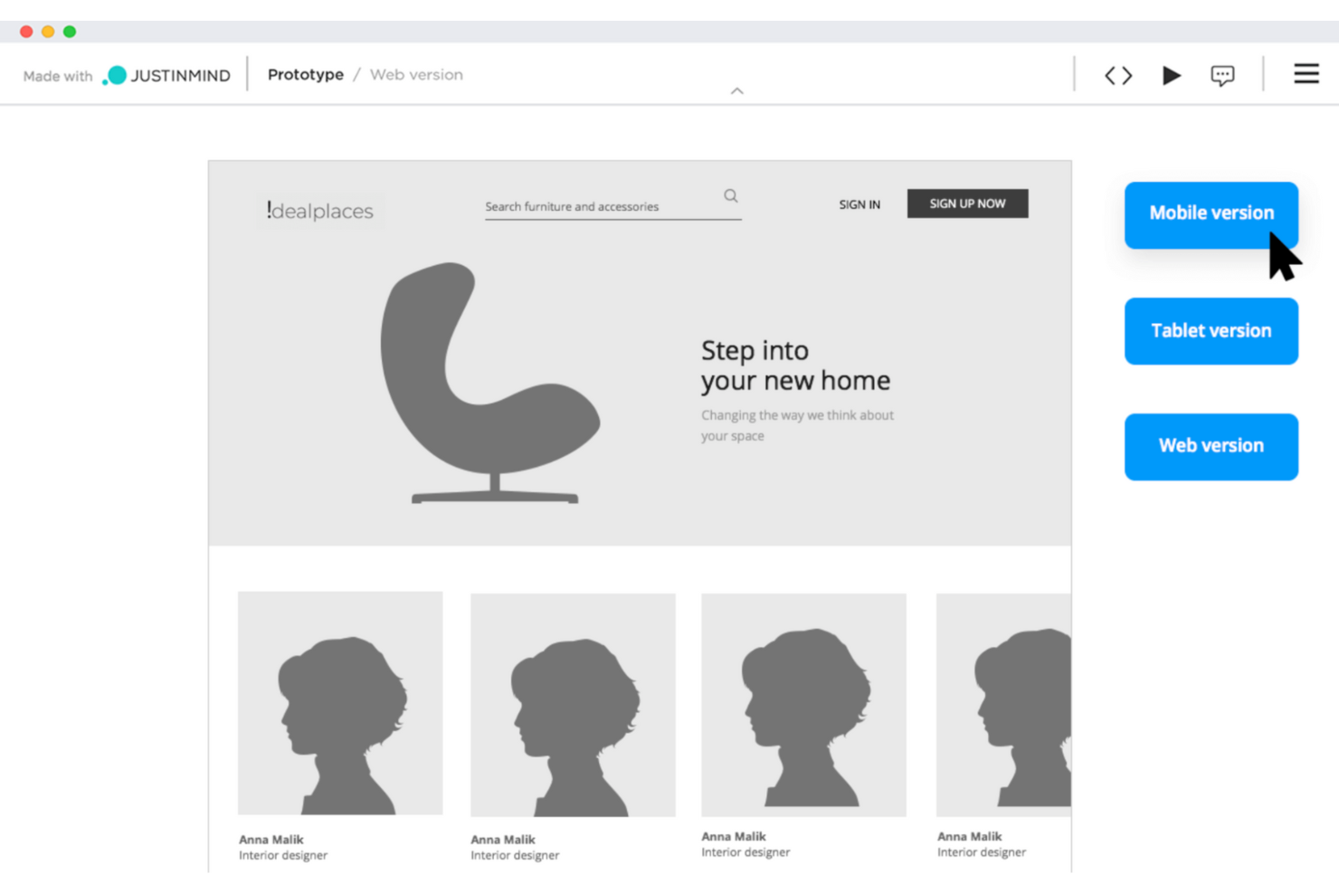 Justinmind screenshot - 10 migliori alternative a Balsamiq recensite nel 2026