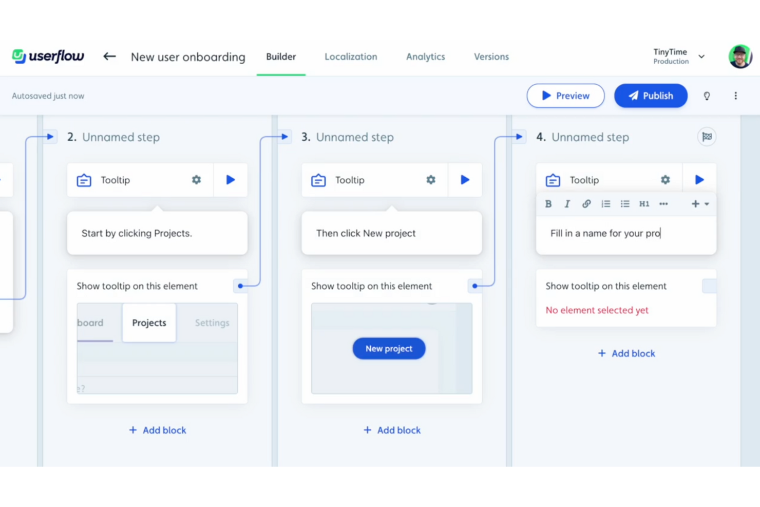 Userflow screenshot - 10 migliori software gratuiti per l’onboarding degli utenti recensiti nel 2026