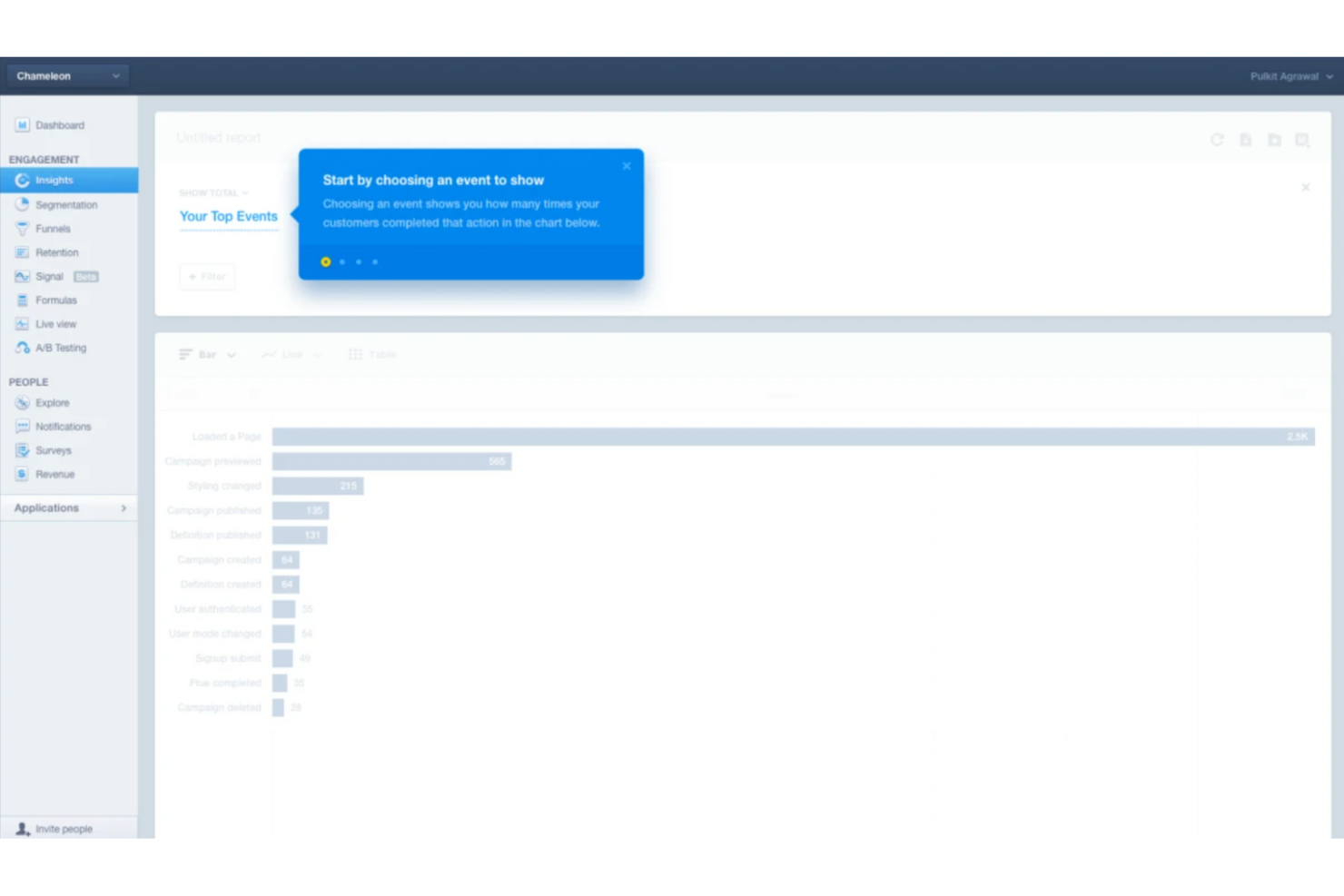 Chameleon screenshot - 10 migliori software gratuiti per l’onboarding degli utenti recensiti nel 2026