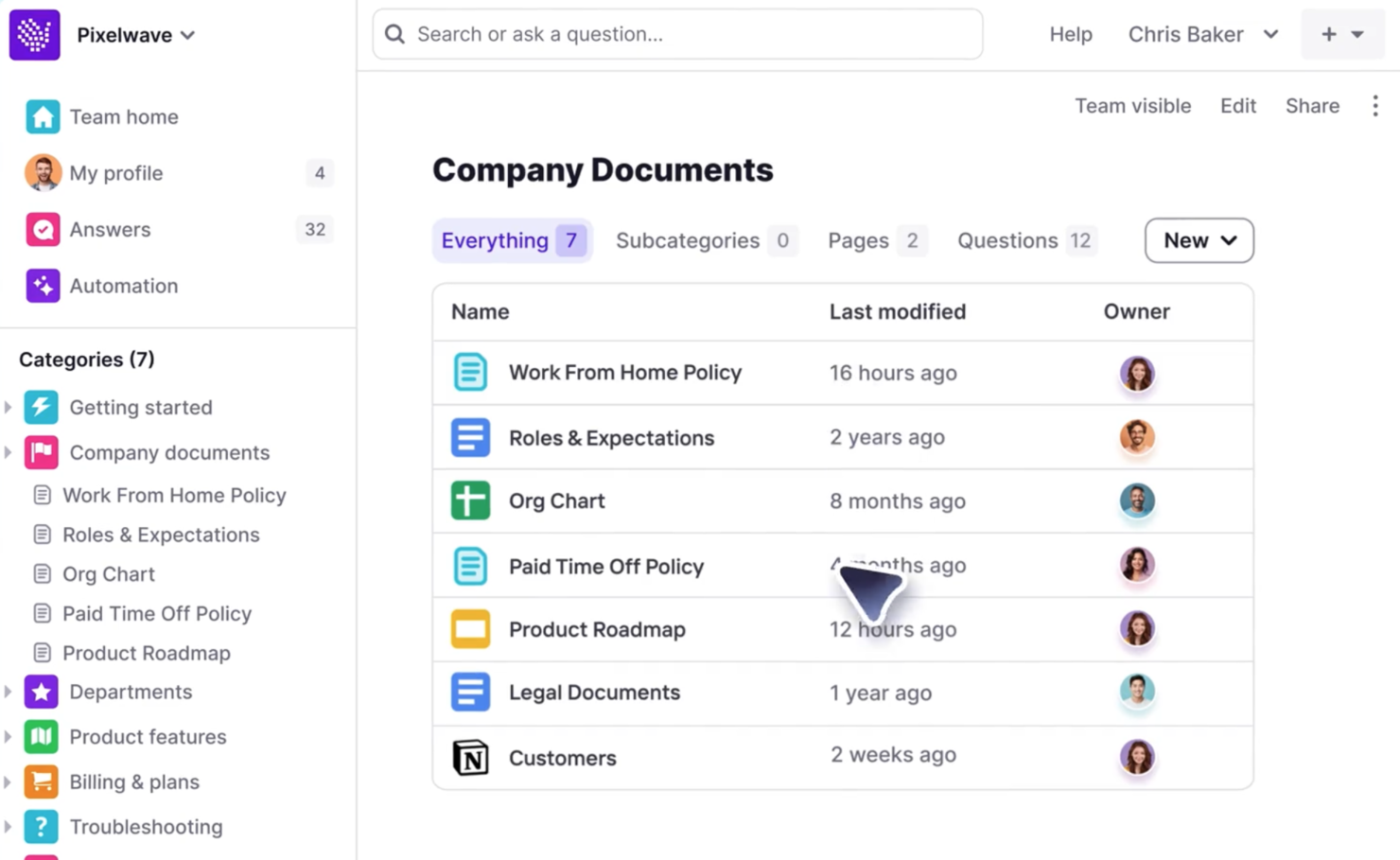 Tettra screenshot - 10 migliori alternative a Confluence recensite nel 2026