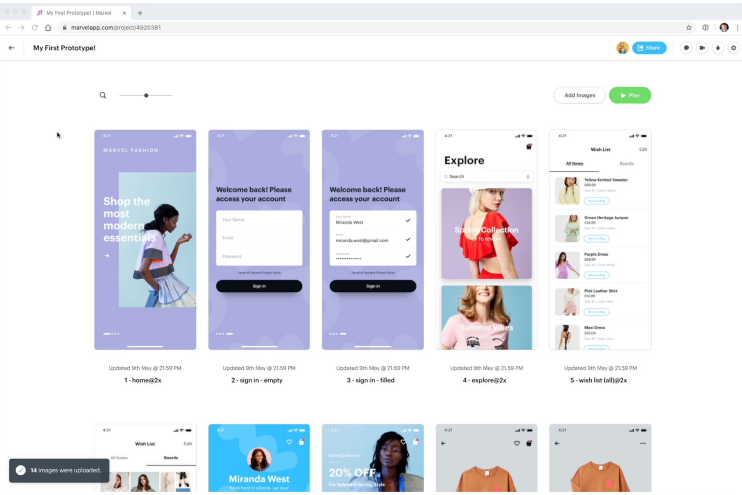 Marvel screenshot - 10 migliori alternative ad Adobe XD recensite nel 2026