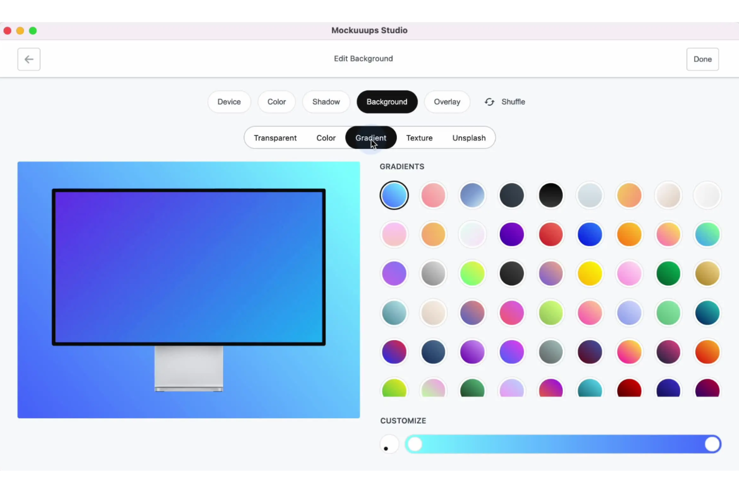 Mockuuups Studio screenshot - 10 migliori software per la generazione di mockup recensiti nel 2026