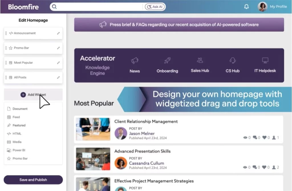 Bloomfire screenshot - 10 migliori alternative a Confluence recensite nel 2026