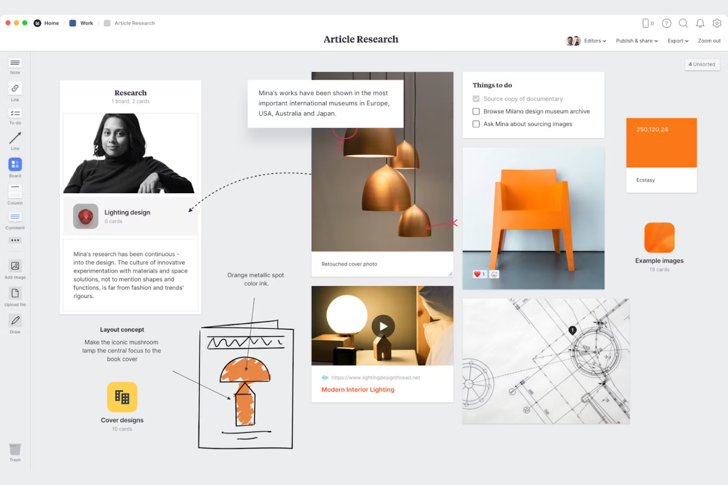 Milanote screenshot - 10 migliori creatori di mood board recensiti nel 2026