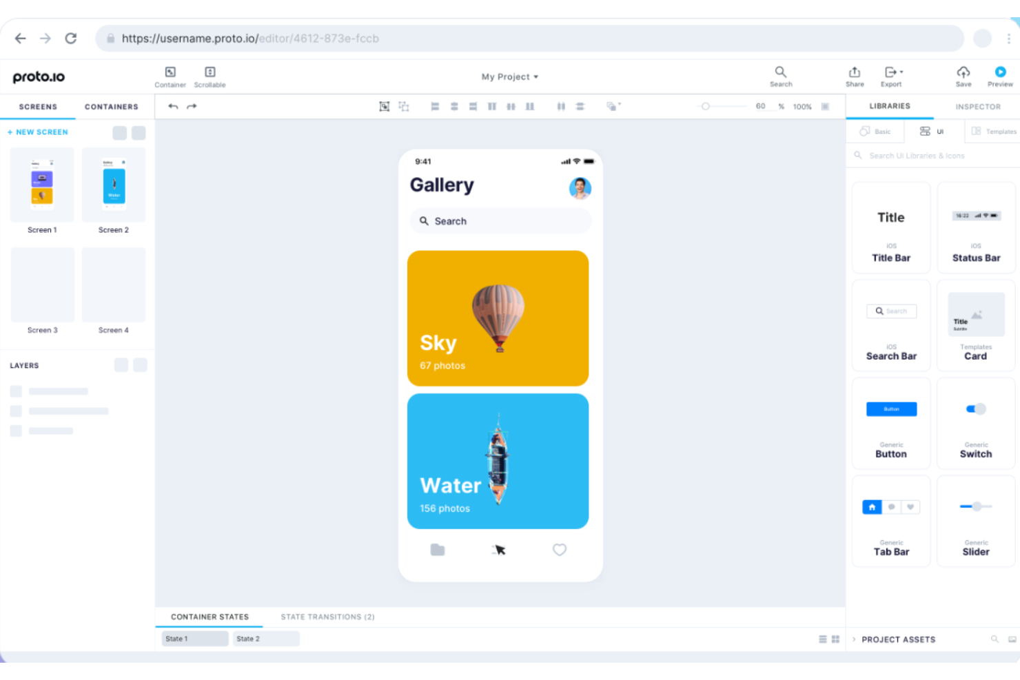 Proto.io screenshot - 10 Migliori Alternative a InVision Recensite nel 2026