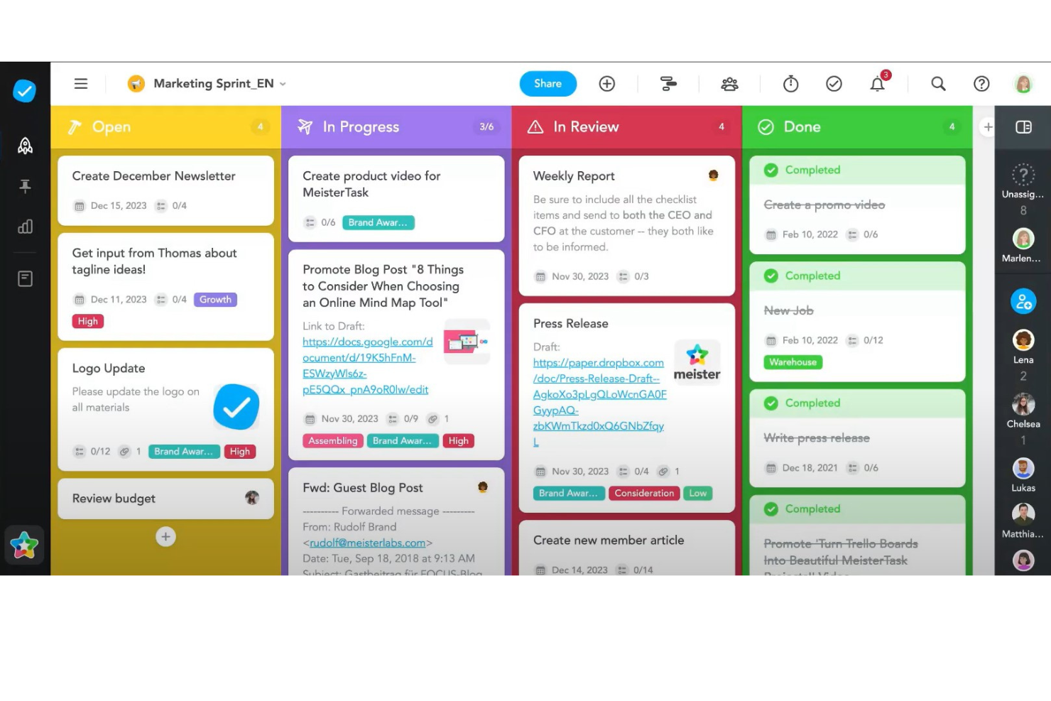 MeisterTask screenshot - 10 Migliori Strumenti Kanban Per L’Efficienza Del Flusso Di Lavoro 2026