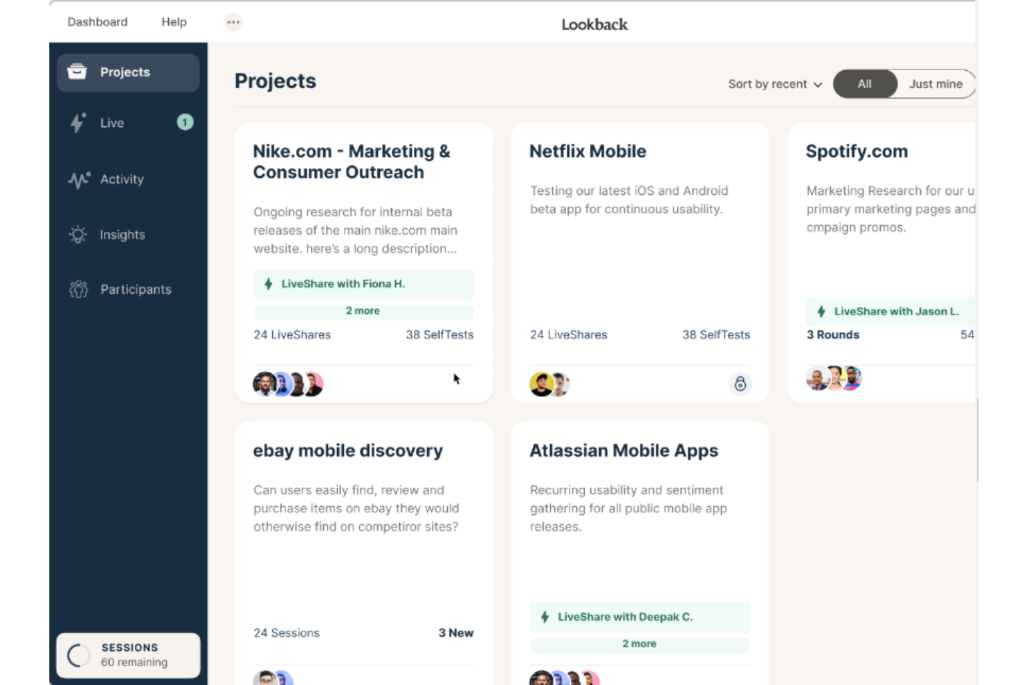 Lookback screenshot - 10 migliori strumenti di test di usabilità per team di prodotto nel 2026
