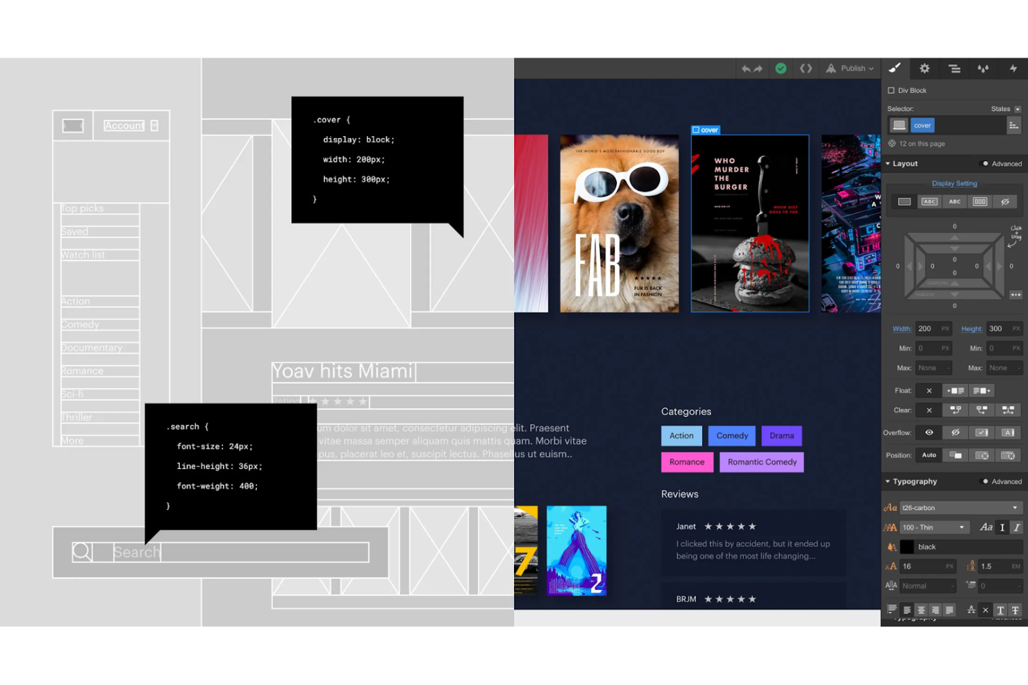 Webflow screenshot - 10 migliori strumenti di prototipazione rapida per team UX nel 2026