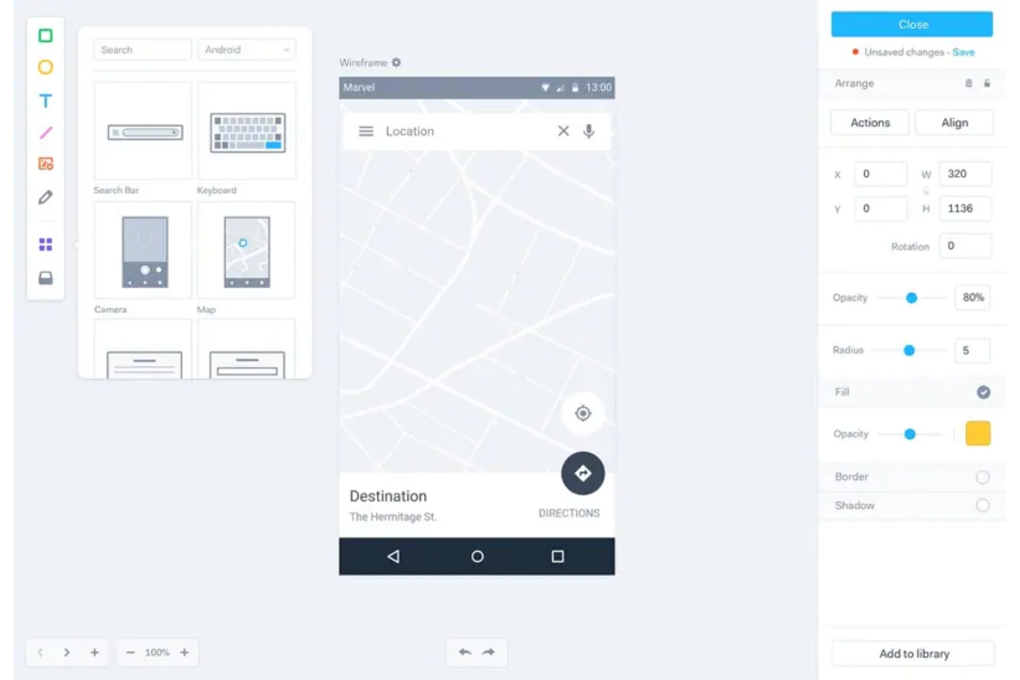 Marvel screenshot - 10 Migliori Software per la Progettazione dell’Interfaccia Utente per 2026