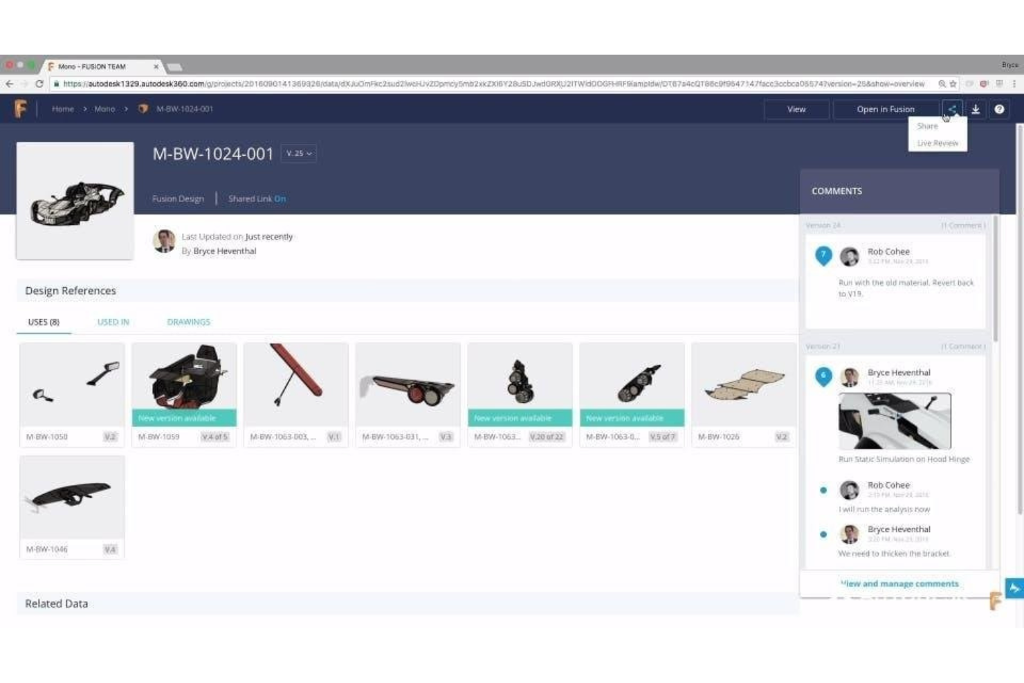 Autodesk Fusion Lifecycle screenshot - 10 migliori soluzioni software PLM Agile nel 2026