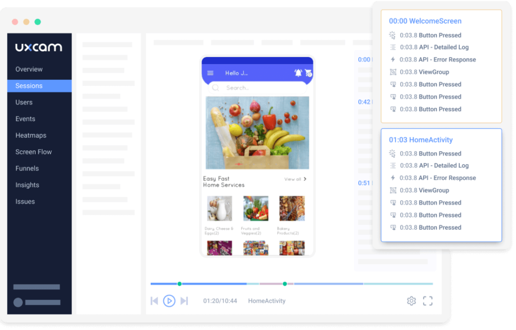 UXCam screenshot - 10 migliori strumenti di analisi di prodotto per monitorare il comportamento nel 2026