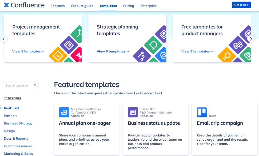 Confluence screenshot - 10 migliori software gratuiti gestione prodotti che ho provato nel 2026