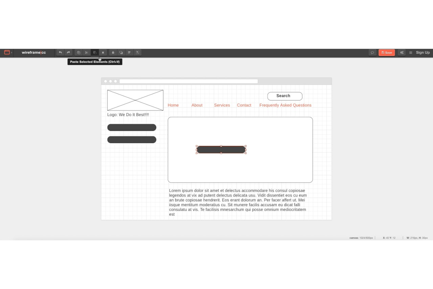 Wireframe.cc screenshot - 10 Migliori Strumenti di Wireframe per Progettare Mockup nel 2026