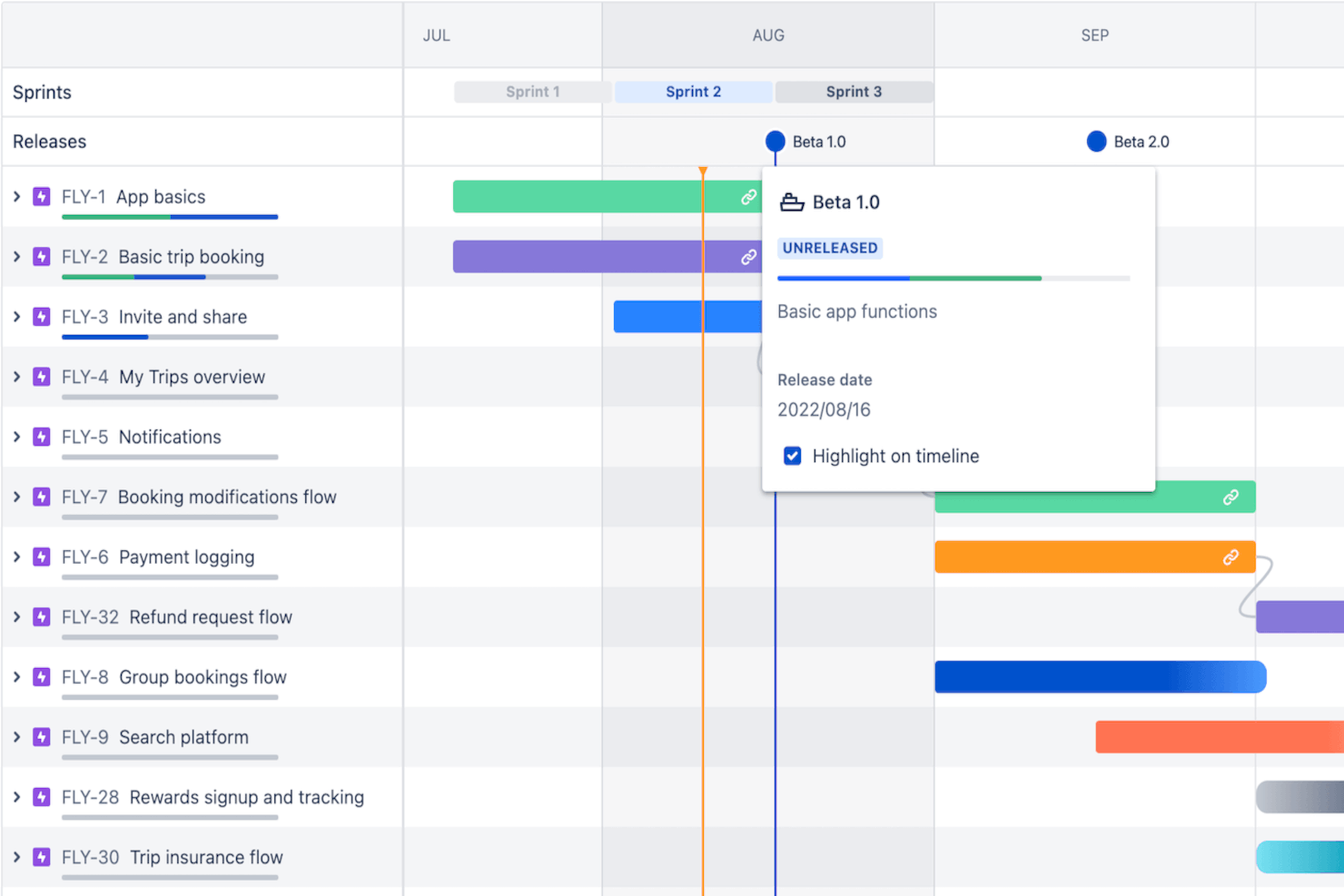 Jira screenshot - 10 Migliori Software per Roadmap di Prodotto per l’Allineamento nel 2026