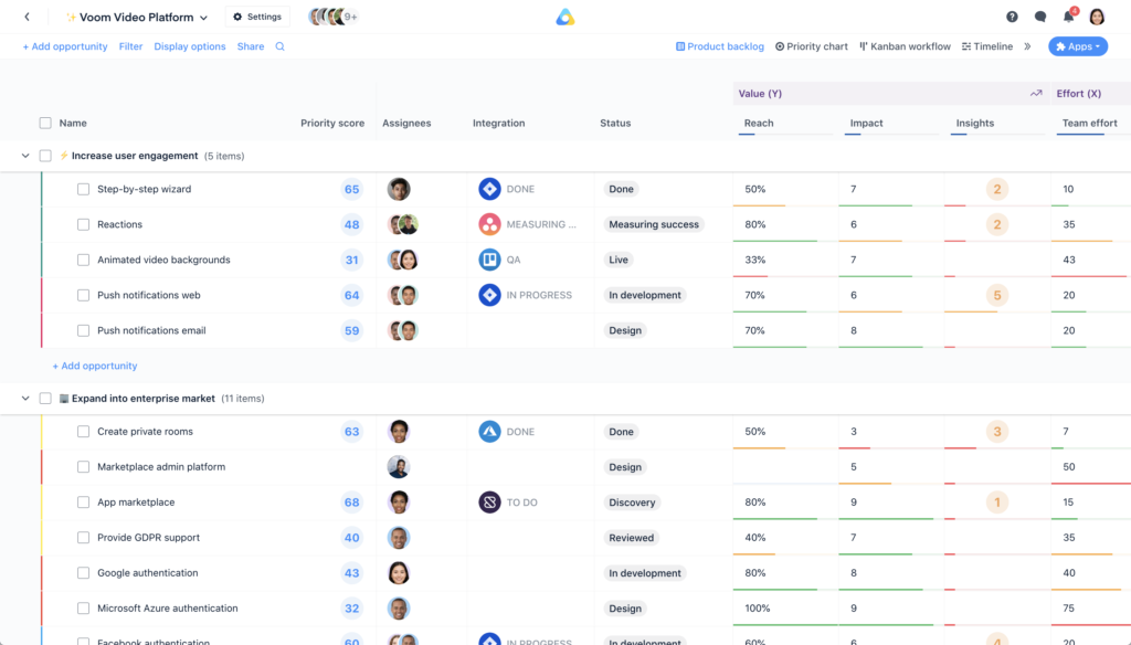 airfocus screenshot - 10 Migliori Software per Roadmap di Prodotto per l’Allineamento nel 2026