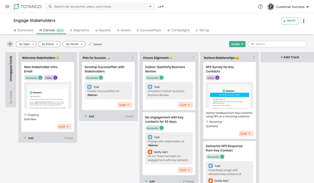 Totango screenshot - 10 migliori software per la gestione degli stakeholder per 2026