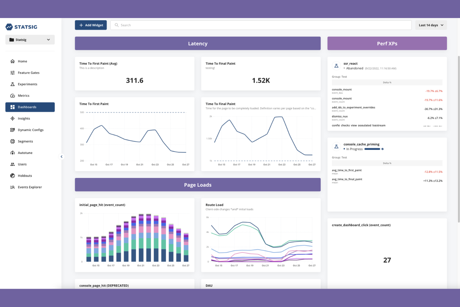 Statsig screenshot - 10 migliori alternative ad Adobe Target nel 2026