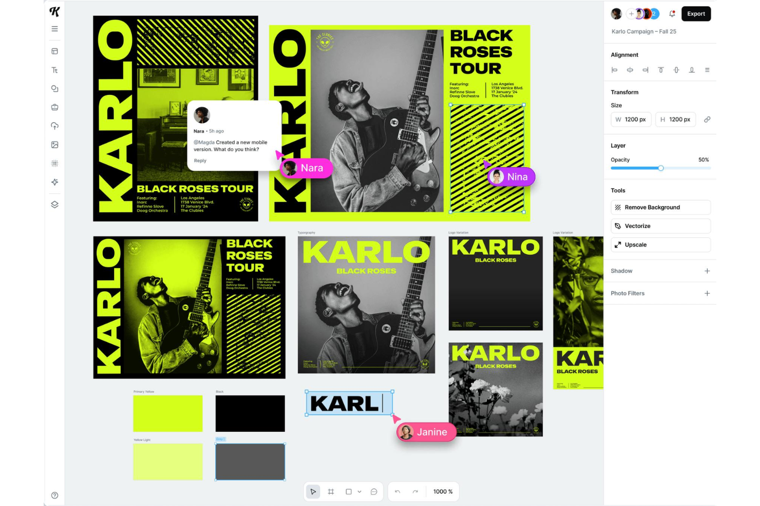 Kittl screenshot - 10 migliori software per la generazione di mockup recensiti nel 2026