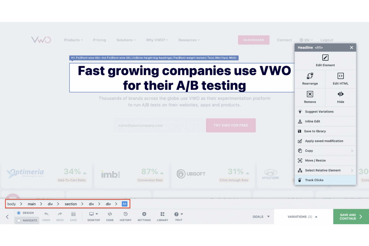 VWO screenshot - 10 Migliori Software per Test A/B Recensiti nel 2026