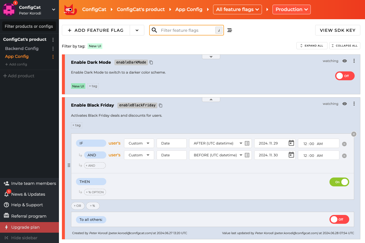 ConfigCat screenshot - 10 migliori piattaforme di Feature Flag per rollout più sicuri nel 2026