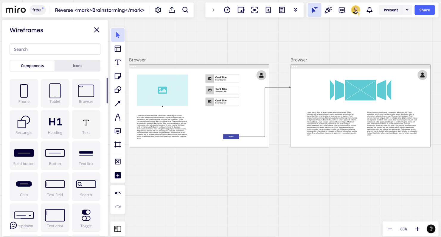 Miro screenshot - 10 Migliori Strumenti di Wireframe per Progettare Mockup nel 2026