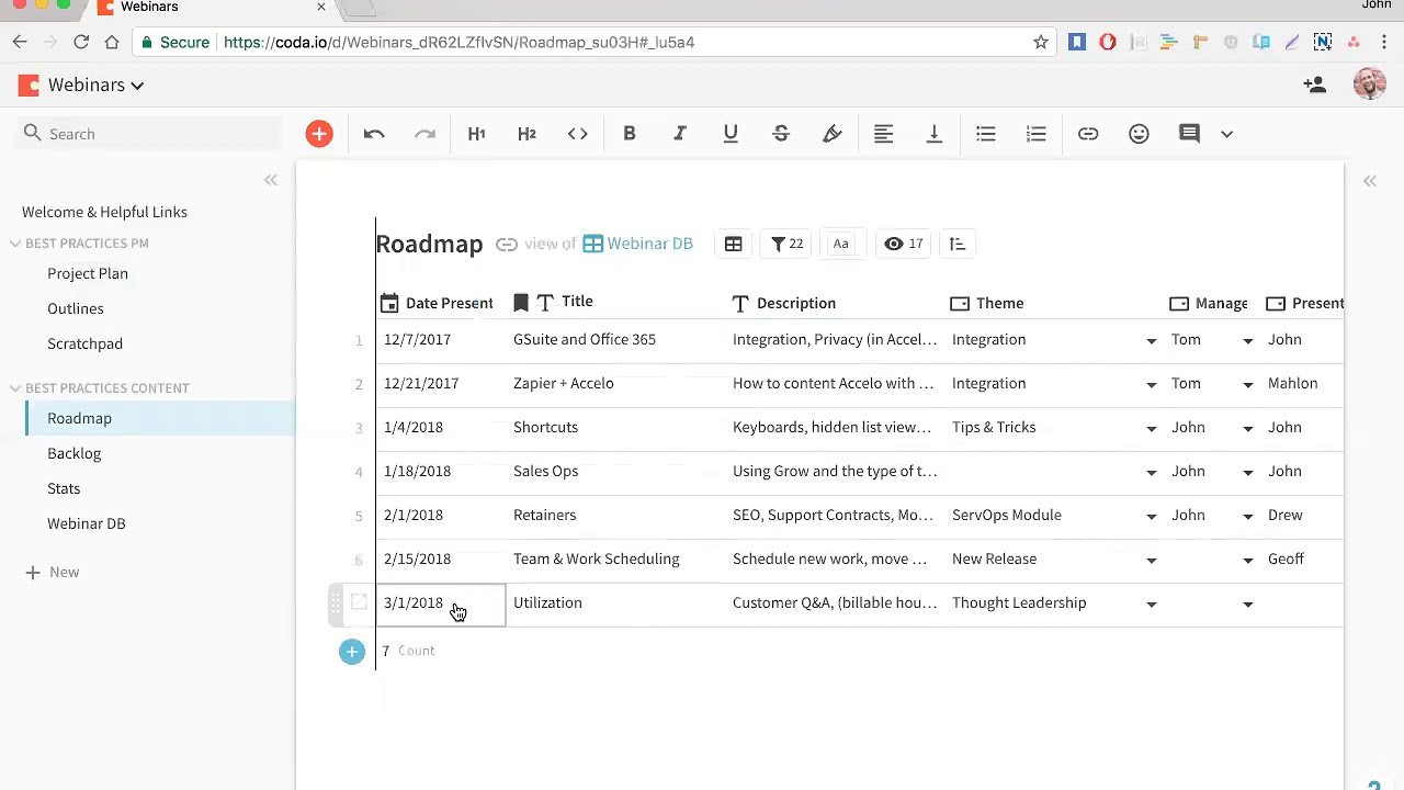 Coda screenshot - 10 Mejores Software Gratis para Hacer Hojas de Ruta de Productos en 2026