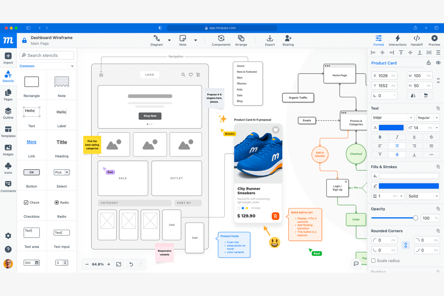 Moqups screenshot - 10 Mejores Herramientas Generadoras de Mockups de Productos en 2026