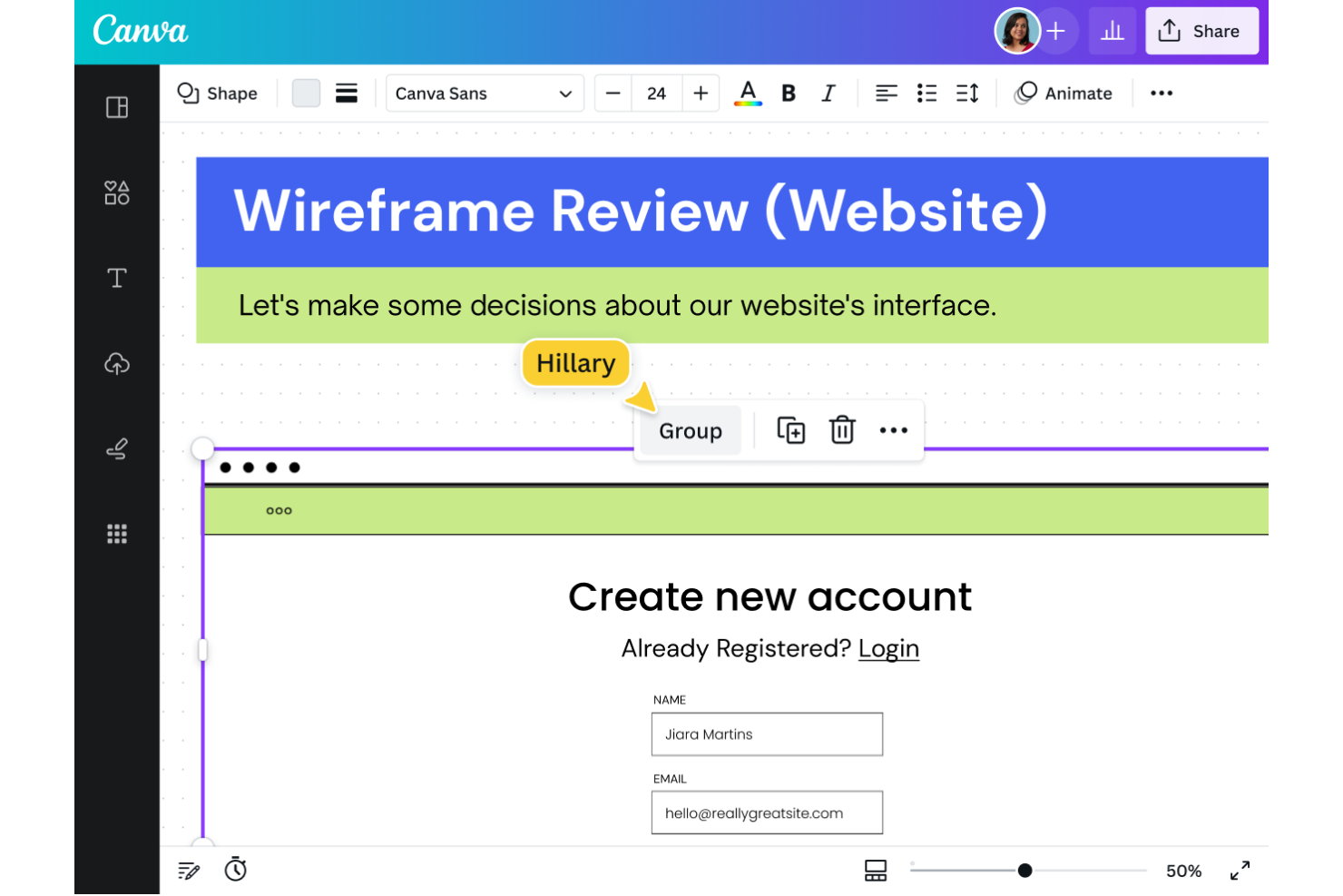 Canva screenshot - 10 Mejores Herramientas Gratuitas de Wireframing para 2026