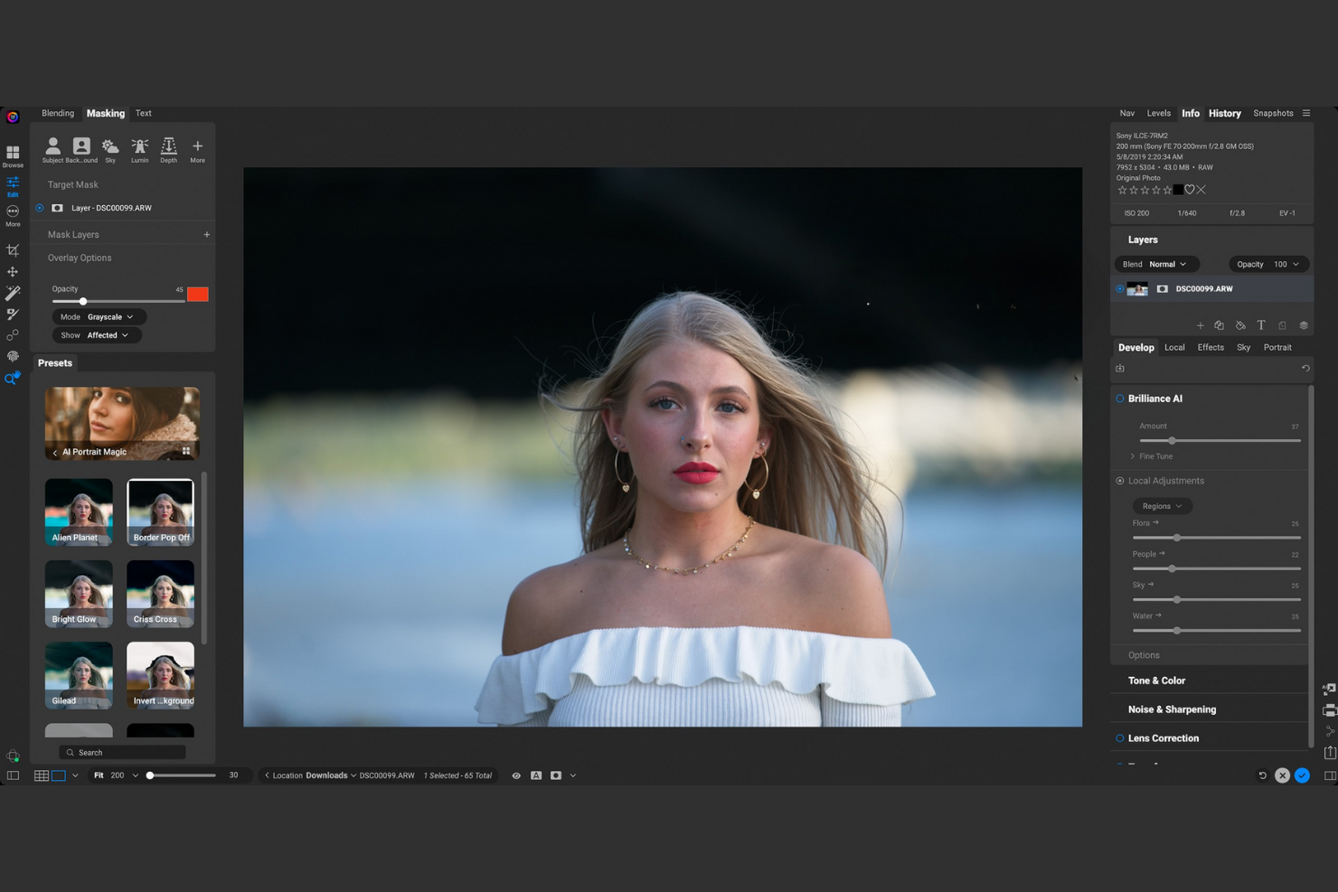 ON1 Photo Raw screenshot - 10 mejores alternativas a Adobe Photoshop seleccionadas para 2026