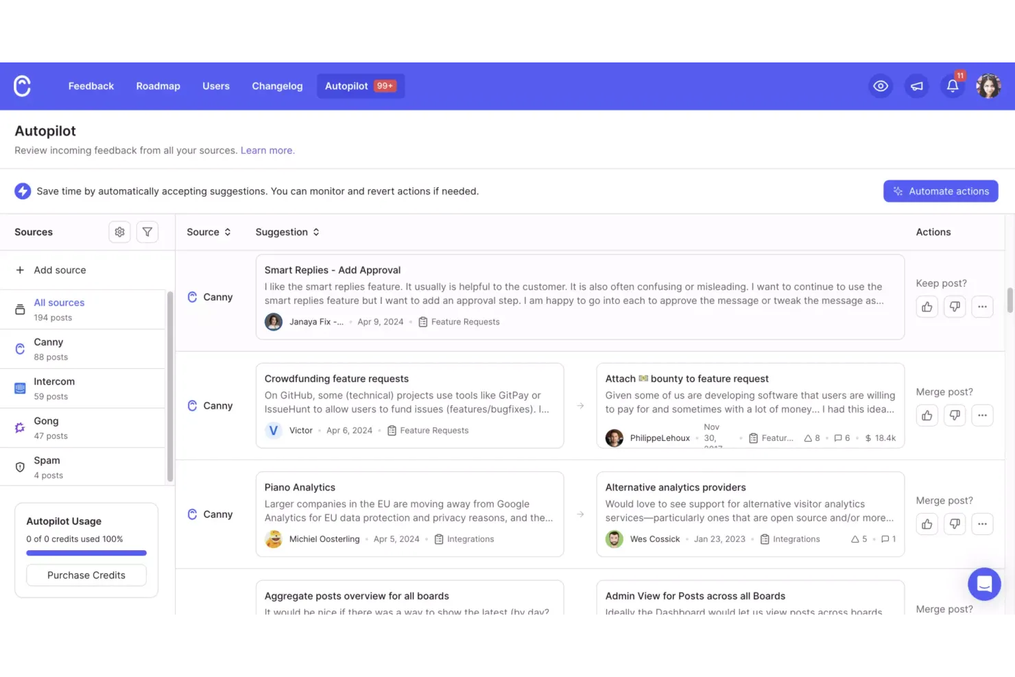 Canny screenshot - 18 Herramientas para Capturar Ideas en 2026