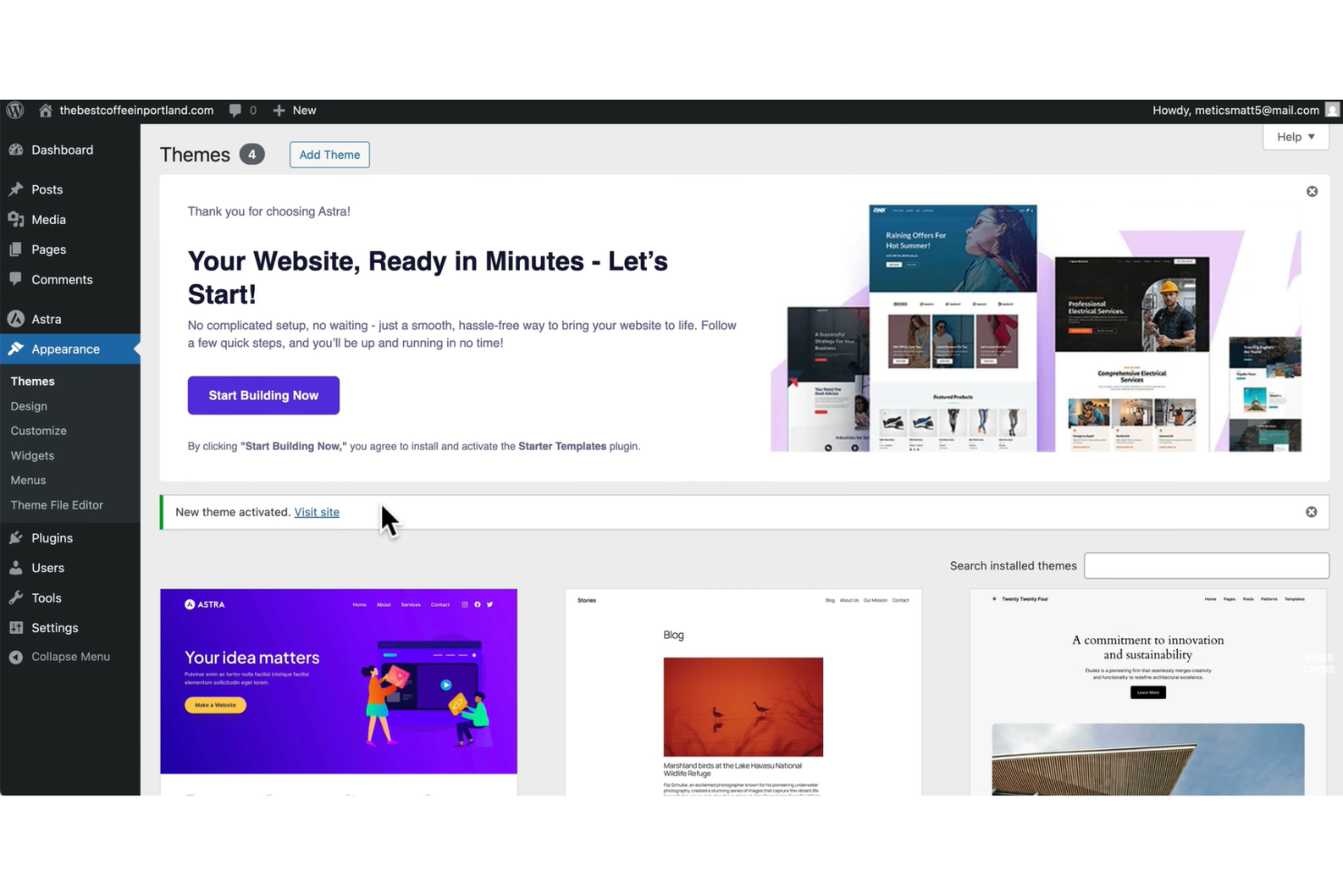 WordPress screenshot - 10 Mejores Programas de Diseño Web de Código Abierto para 2026