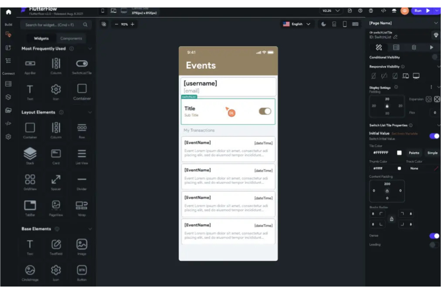 FlutterViz screenshot - 10 constructores de interfaces de usuario con arrastrar y soltar seleccionados para 2026