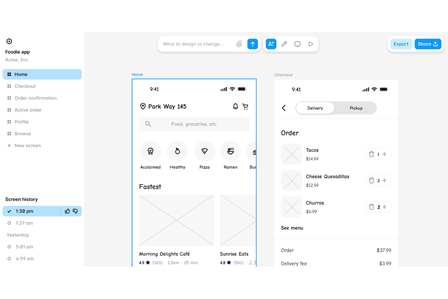 Banani screenshot - 10 mejores herramientas de wireframing con IA en 2026