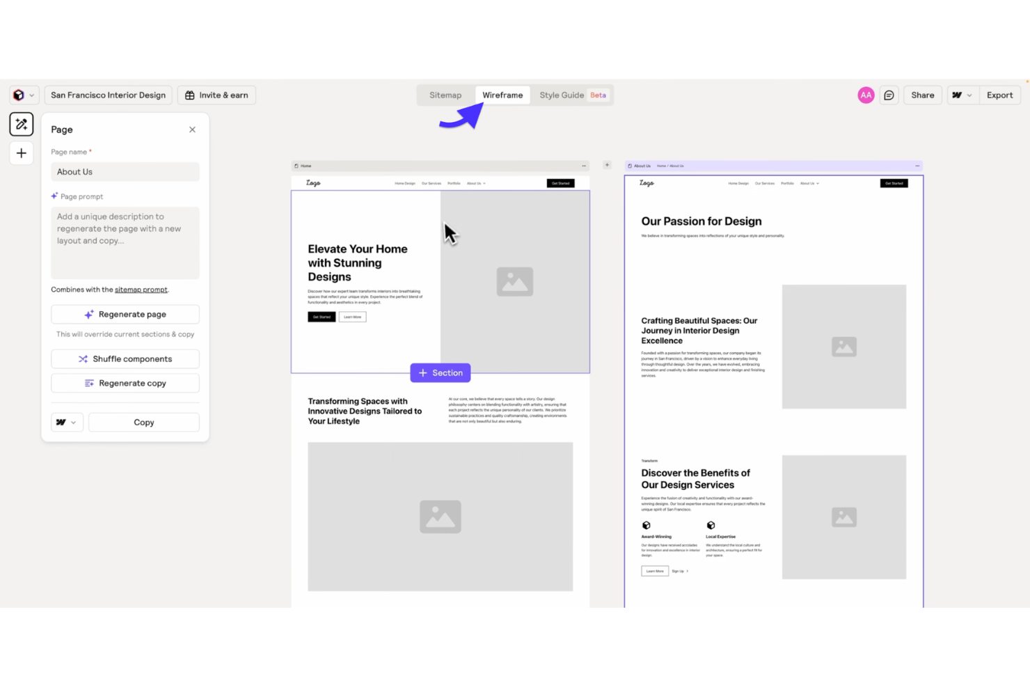 Relume screenshot - 10 mejores herramientas de wireframing con IA en 2026