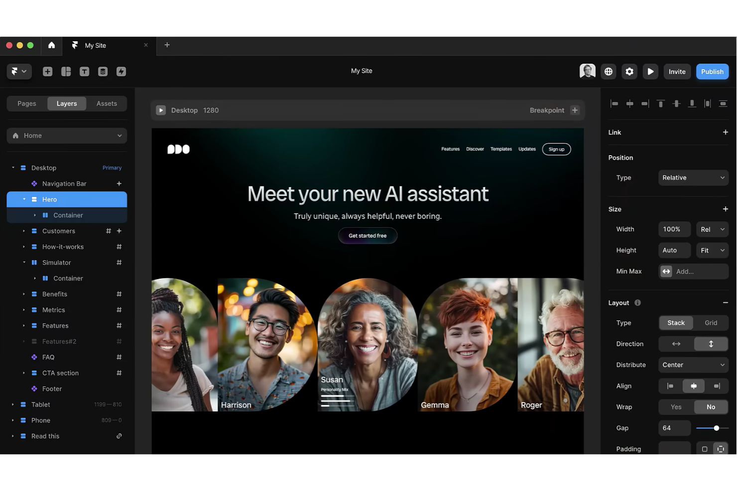 Framer screenshot - 10 constructores de interfaces de usuario con arrastrar y soltar seleccionados para 2026