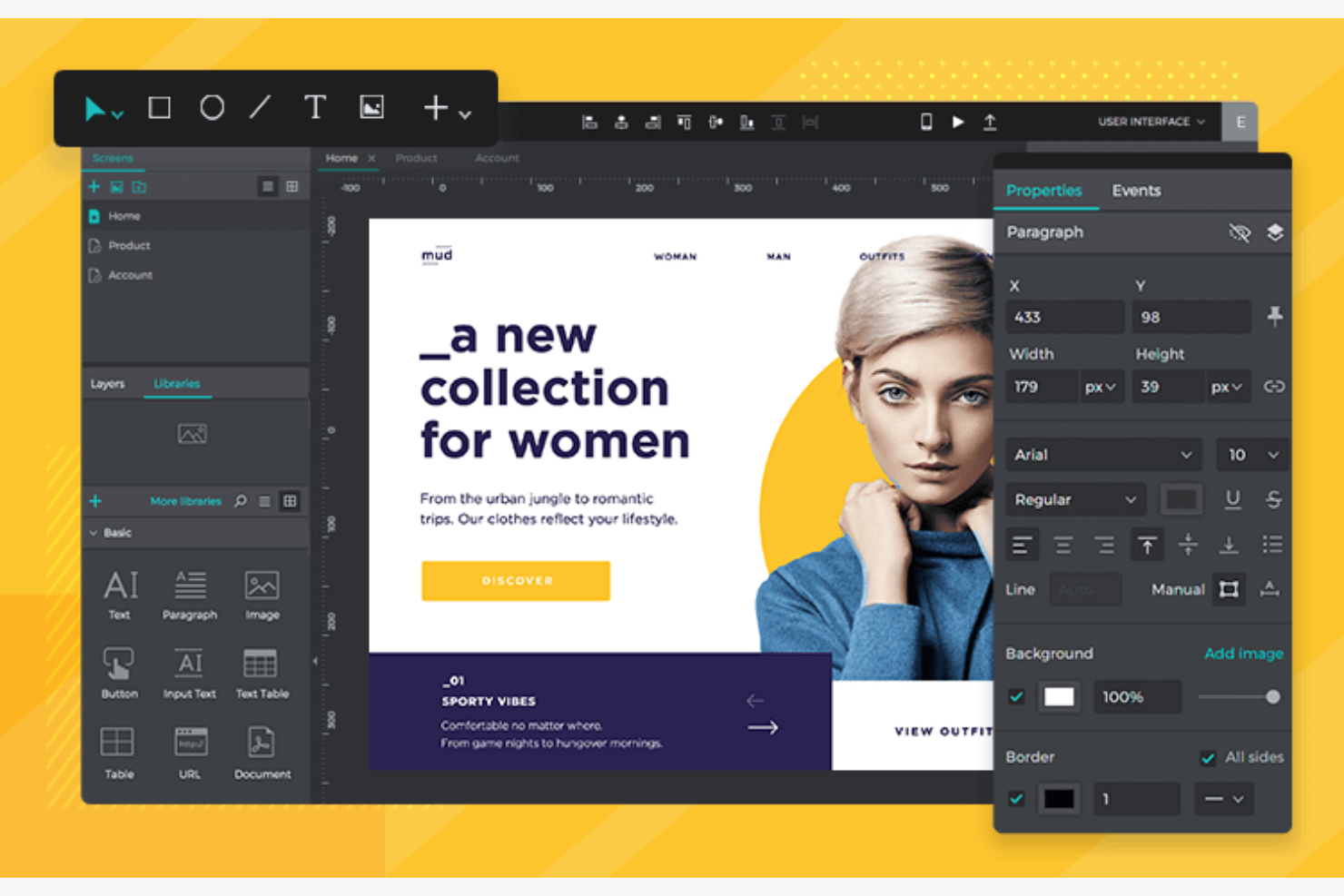 Justinmind screenshot - 10 programas de diseño web para Mac de 2026