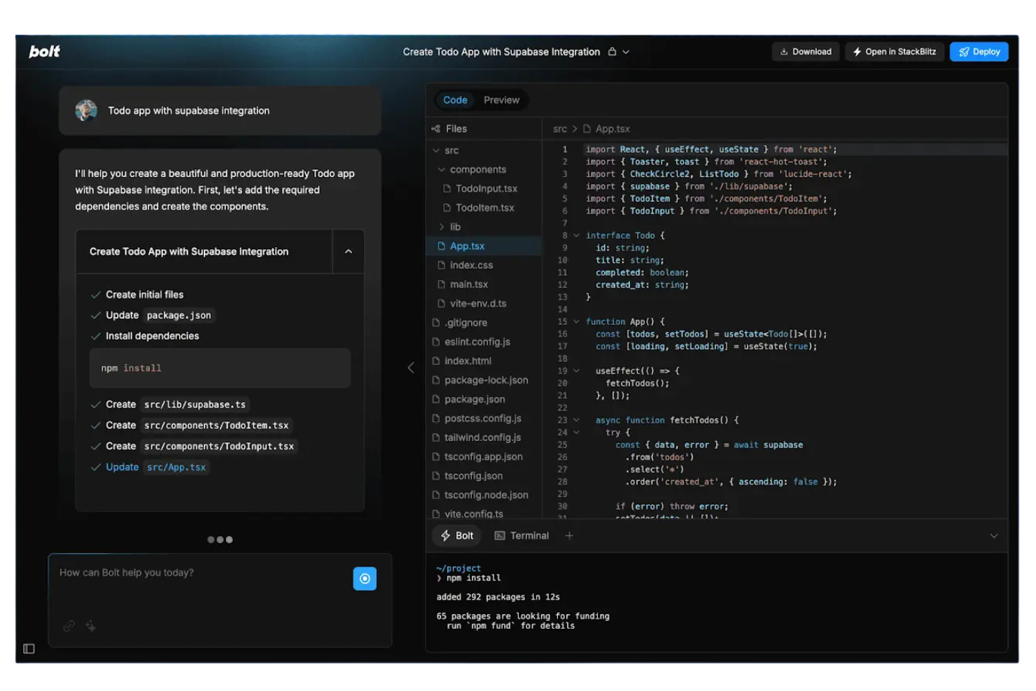 Bolt screenshot - 10 Mejores Herramientas de Prototipado con IA en 2026
