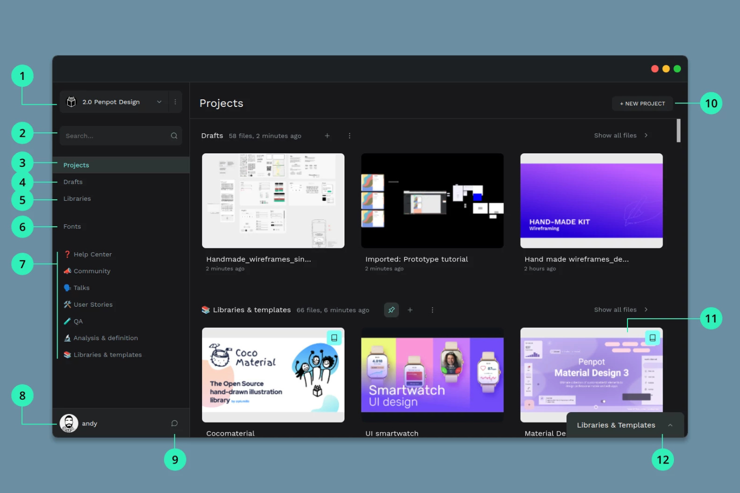Penpot screenshot - 10 Mejores Programas UX Gratuitos Analizados en 2026