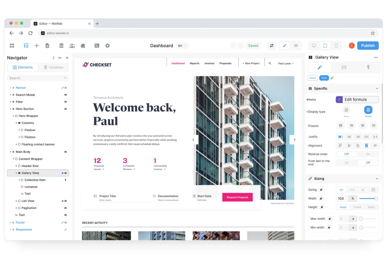 WeWeb screenshot - 10 constructores de interfaces de usuario con arrastrar y soltar seleccionados para 2026